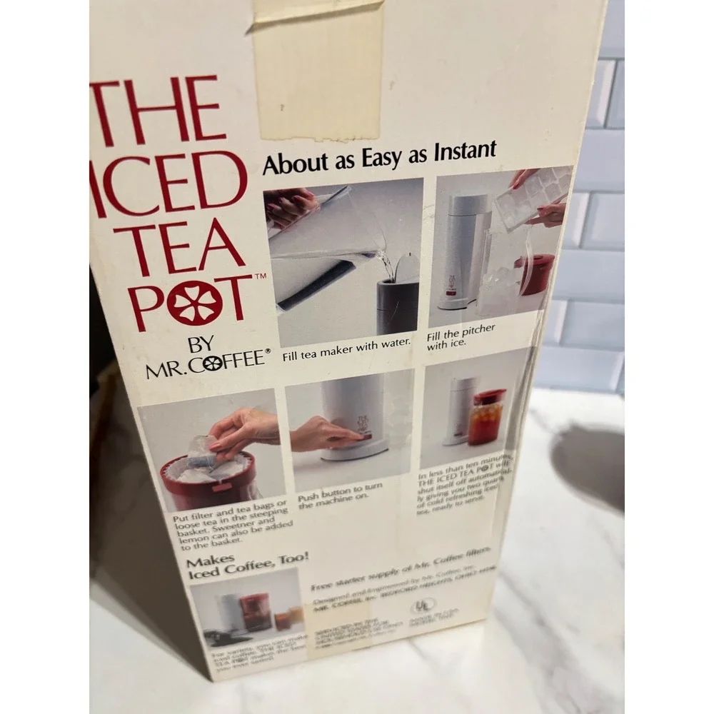 Vintage Mr. Coffee The Iced Tea Pot TM1 2 Quart Iced Tea Maker 1990 White Red